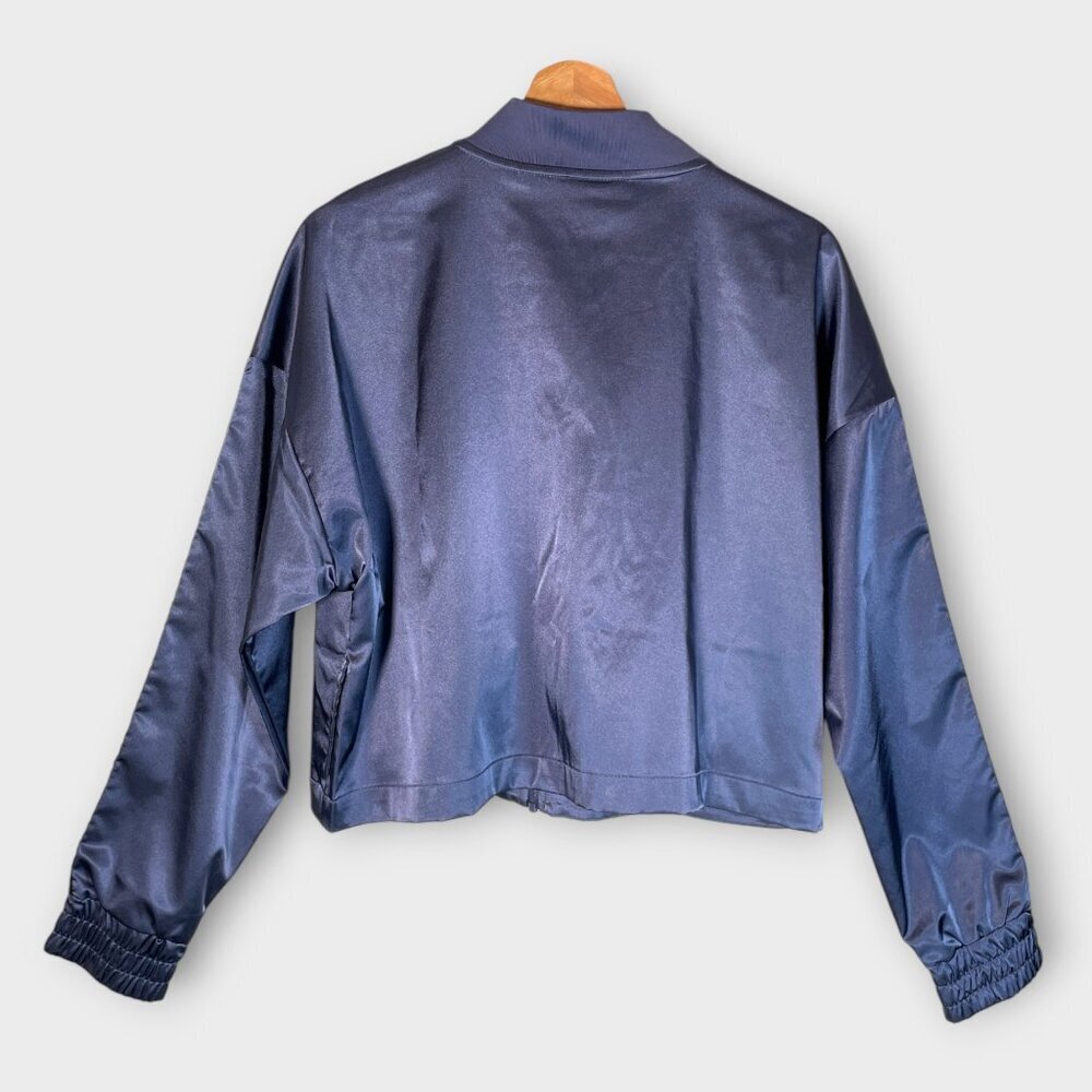NIKE Satin Track Jacket LARGE Loose Fit NWOT Periwinkle - Picture 3 of 10